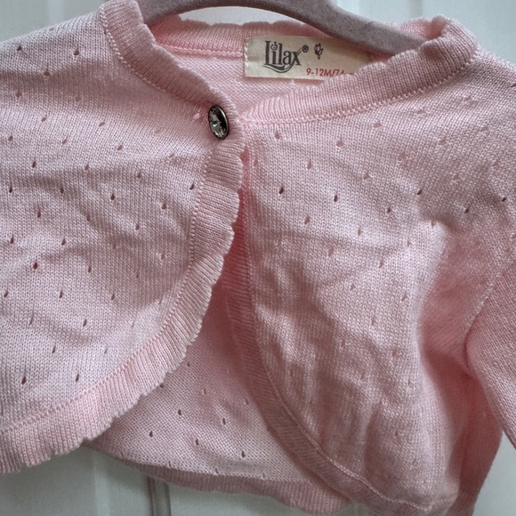 NWOT Lilax 9-12M Girls Pink Cropped Cardigan Sweater - Picture 4 of 4
